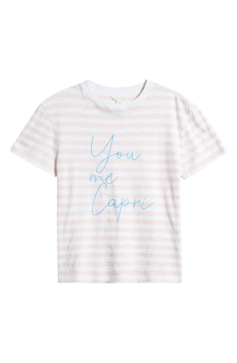 Caslon<sup>®</sup> Stripe Embroidered Script Cotton Graphic T-Shirt, Alternate, color, Pink- White Capri