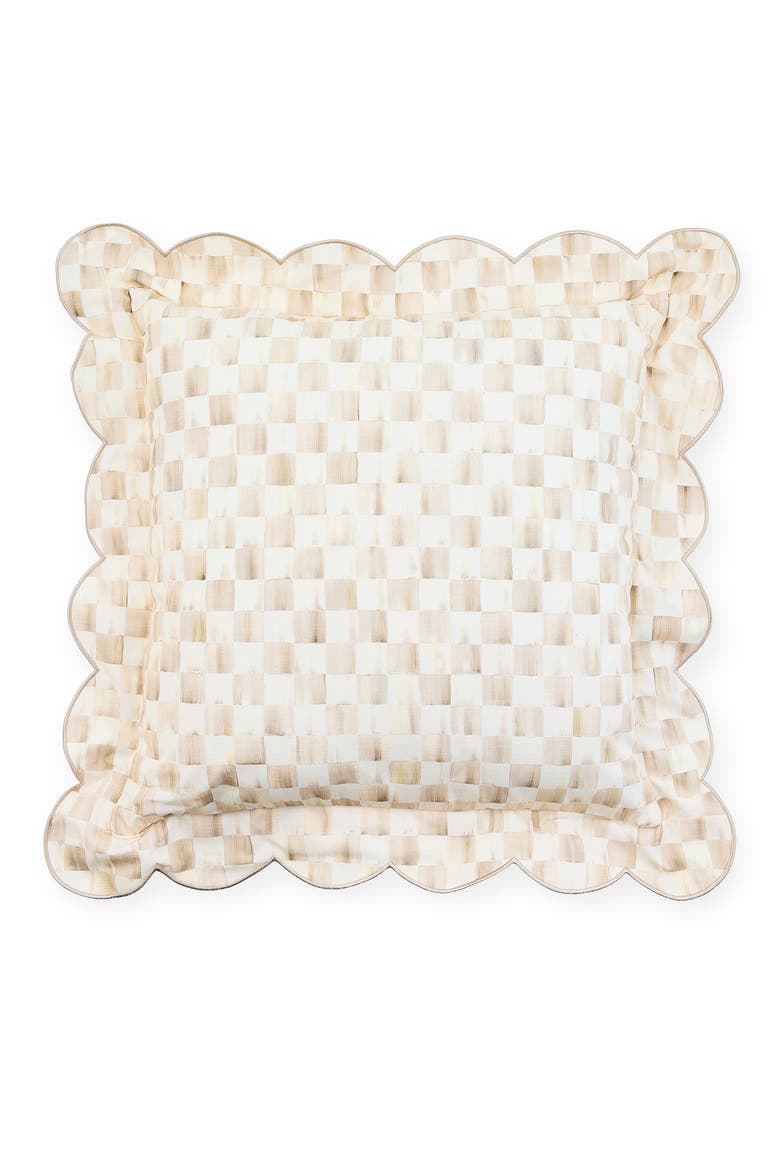 Mocha Check Reversible Scallop Accent Pillow, Main, color, MOCHA