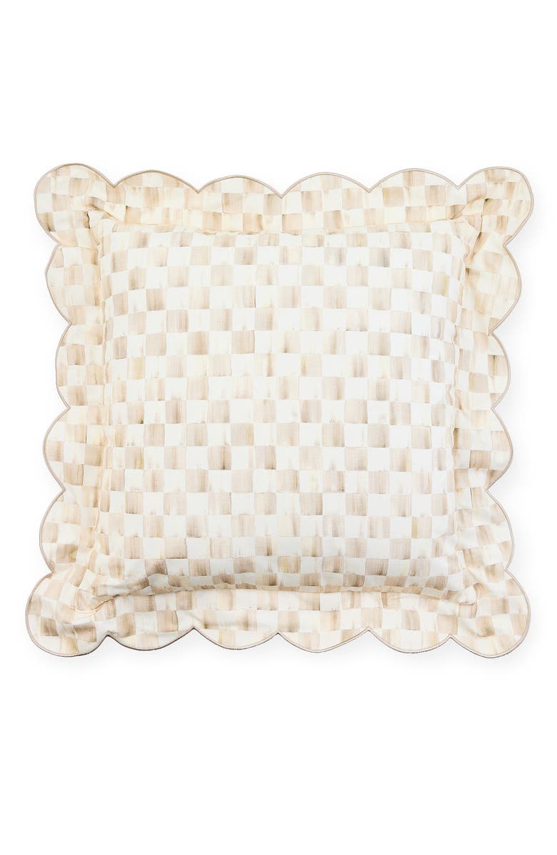 MACKENZIE CHILDS Mocha Check Reversible Scallop Accent Pillow, Main, color, Mocha