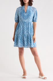 Halogen® Tiered Split Neck Dress