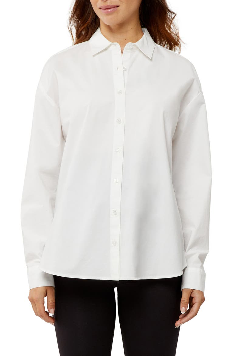 Long Sleeve Boyfriend Fit Button-Up Maternity Shirt, Main, color, WHITE