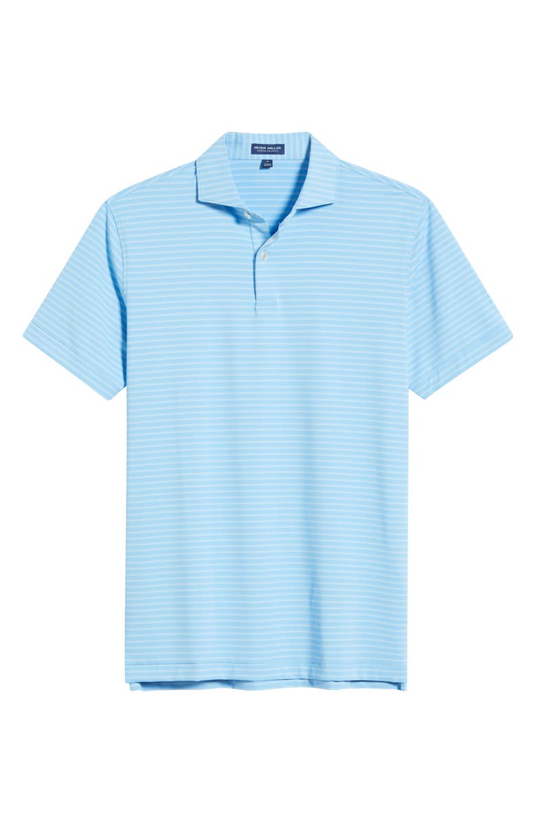 Peter Millar Bridge Stripe Performance Jersey Polo, Alternate, color, Blue Topaz