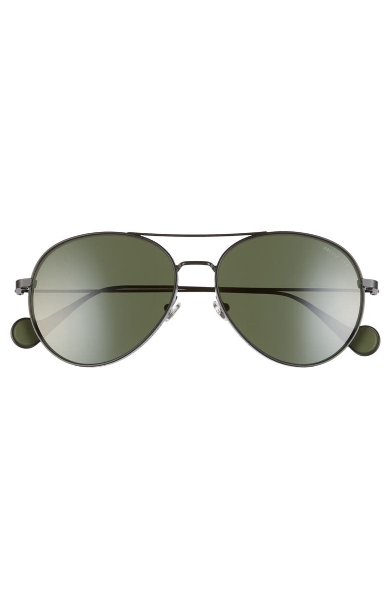 Moncler 57mm Polarized Aviator Sunglasses, Alternate, color,