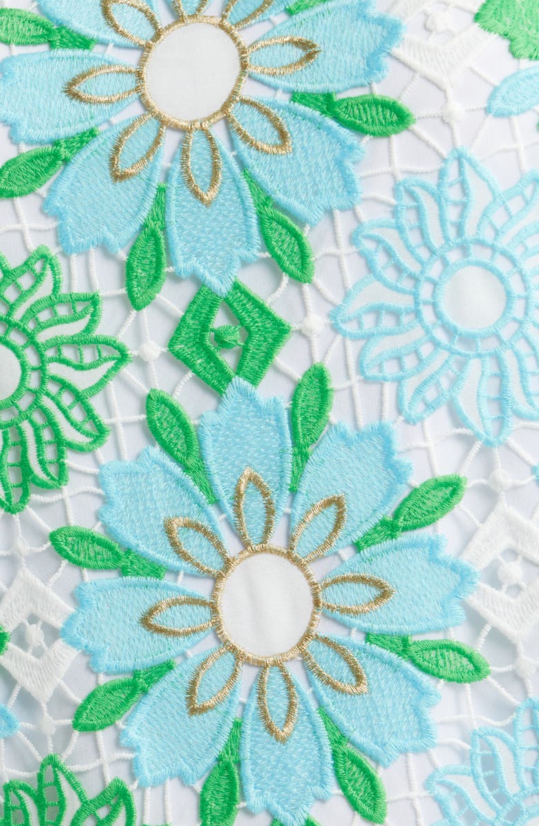 Lilly Pulitzer<sup>®</sup> Jouri Metallic Floral Lace Shift Dress, Alternate, color, Putting Green Sunshine