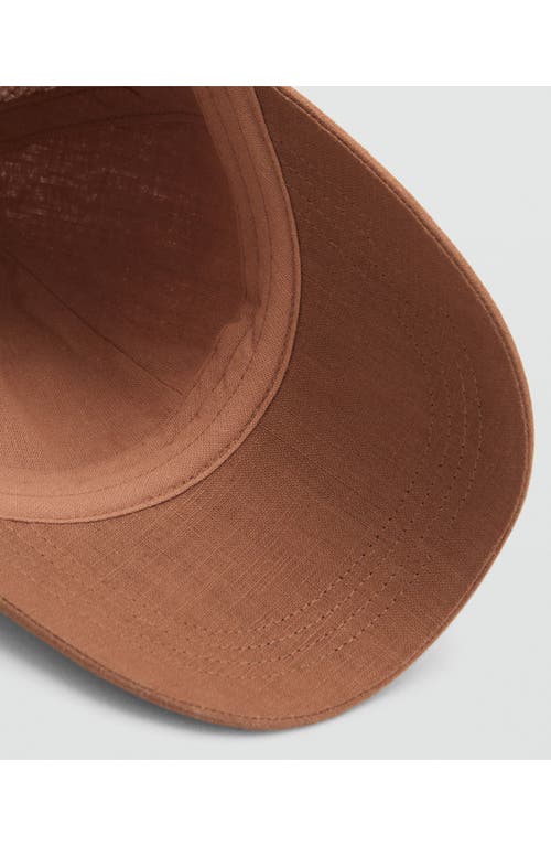 Mango Linen-blend Cap With Embroidered Message Brown In Brown