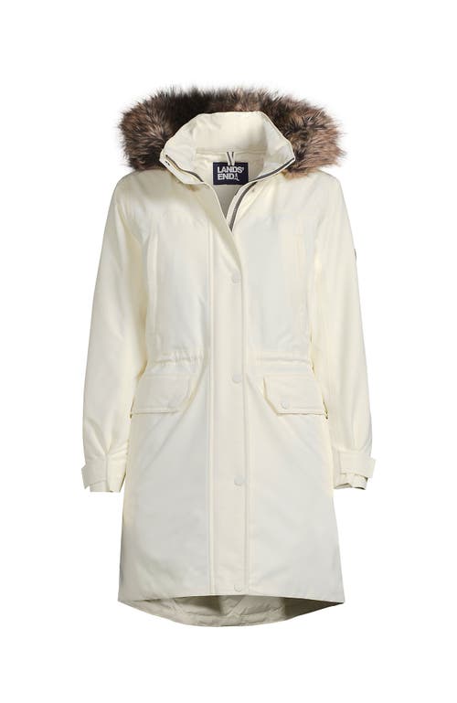 Lands' End Expedition Waterproof Down Winter Parka With Faux Fur Hood In White
