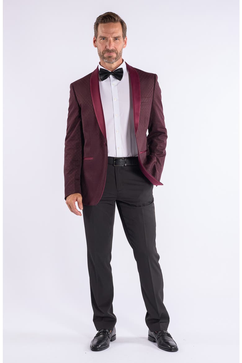 Jacquard Evening Jacket, Alternate, color, BURGUNDY