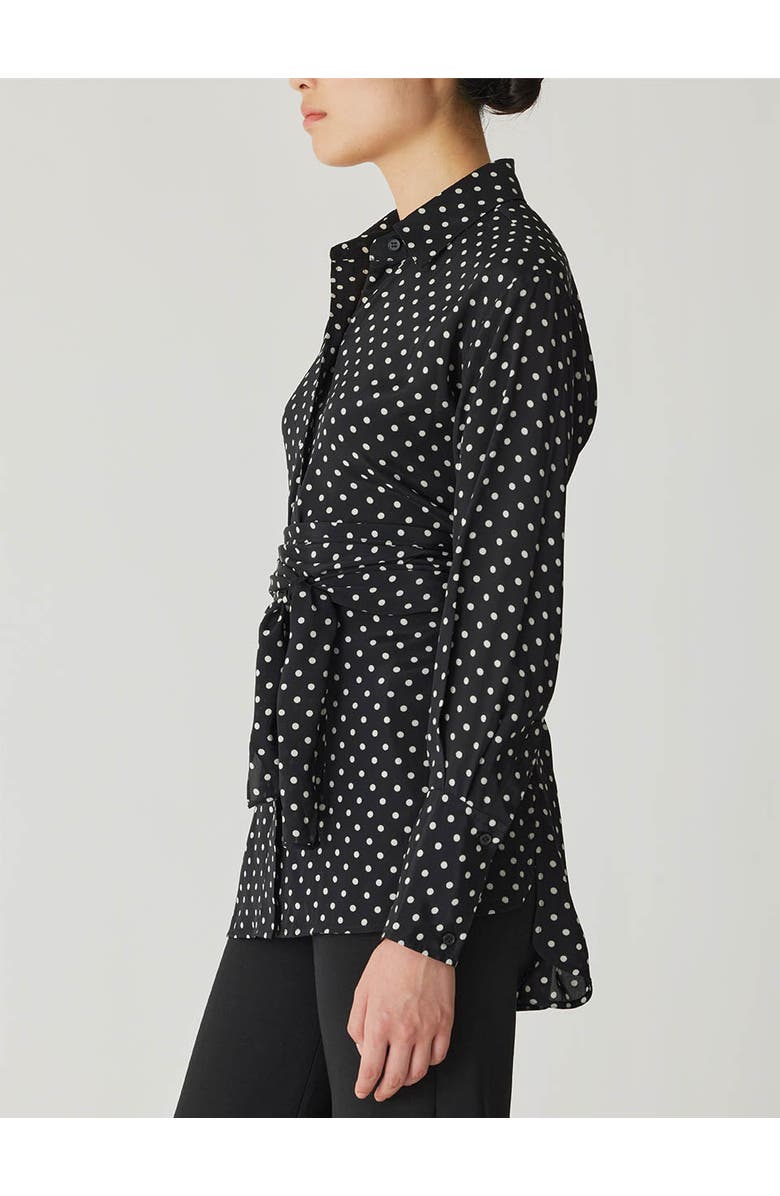 Rebecca Taylor Polka Dot Silky Wrap Shirt, Alternate, color, Black Dot Combo