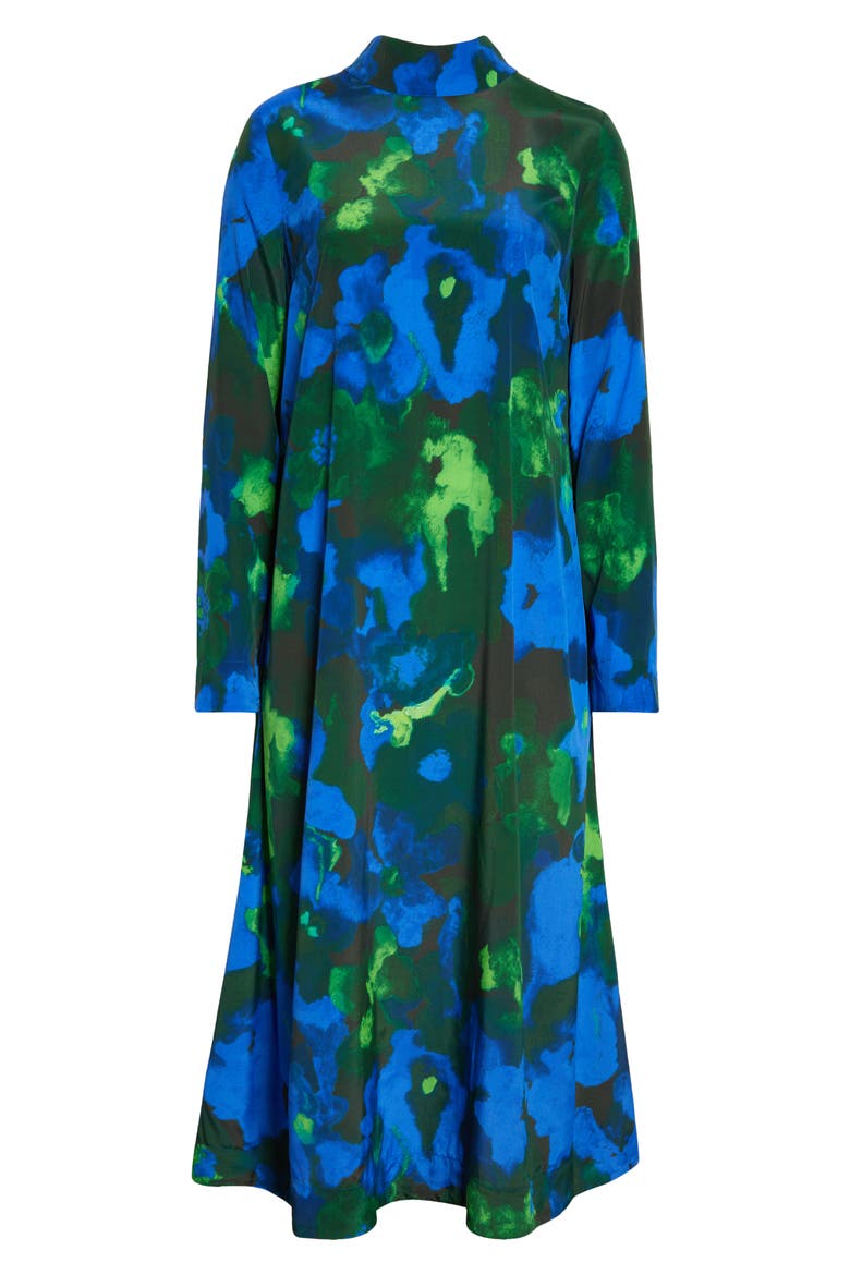 Millie Floral Long Sleeve Silk Blend Dress, Alternate, color, FROSTED FLORAL NIGHT