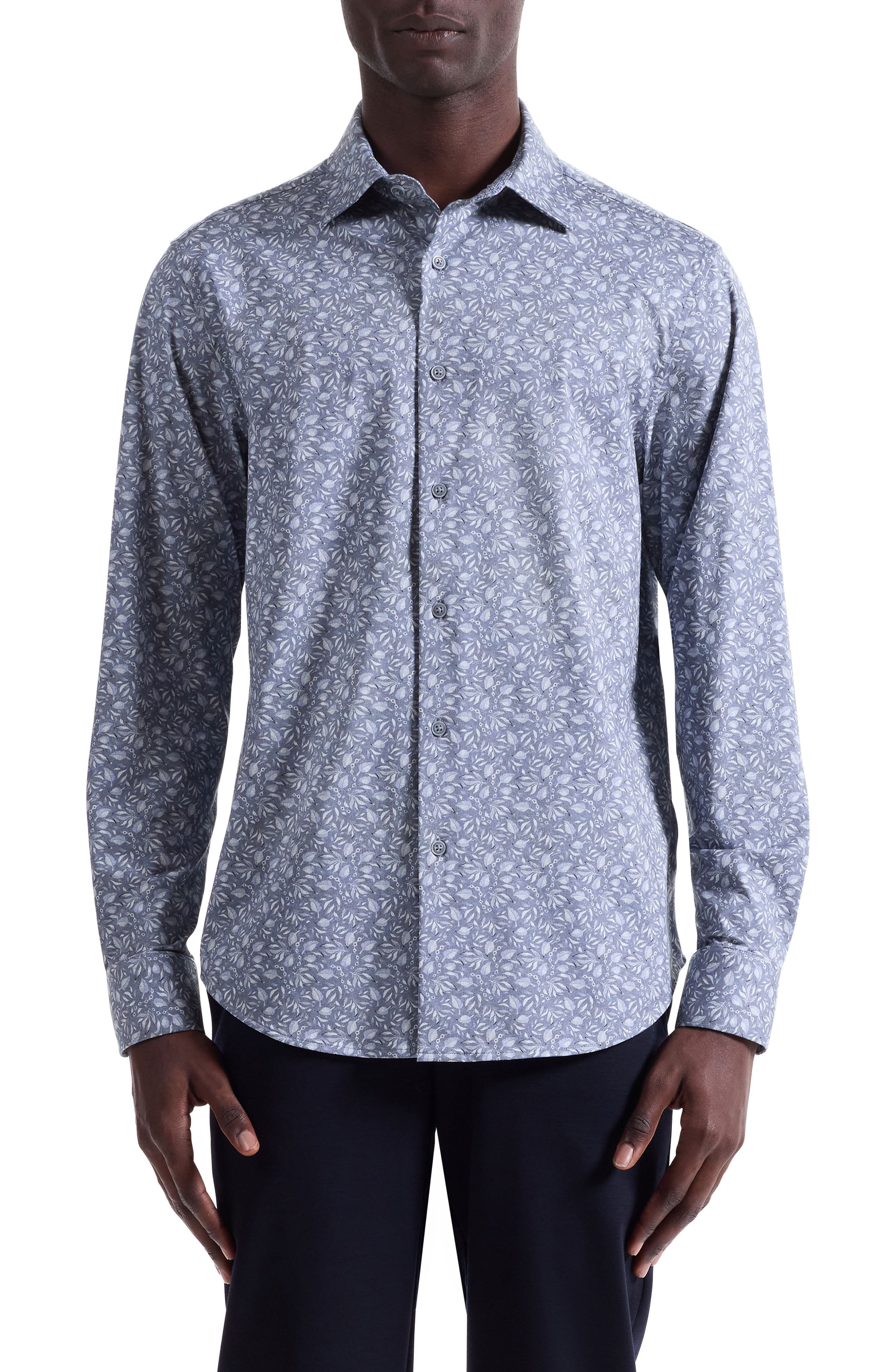 Bugatchi Jimmy OoohCotton® Leaf Print Button-Up Shirt
