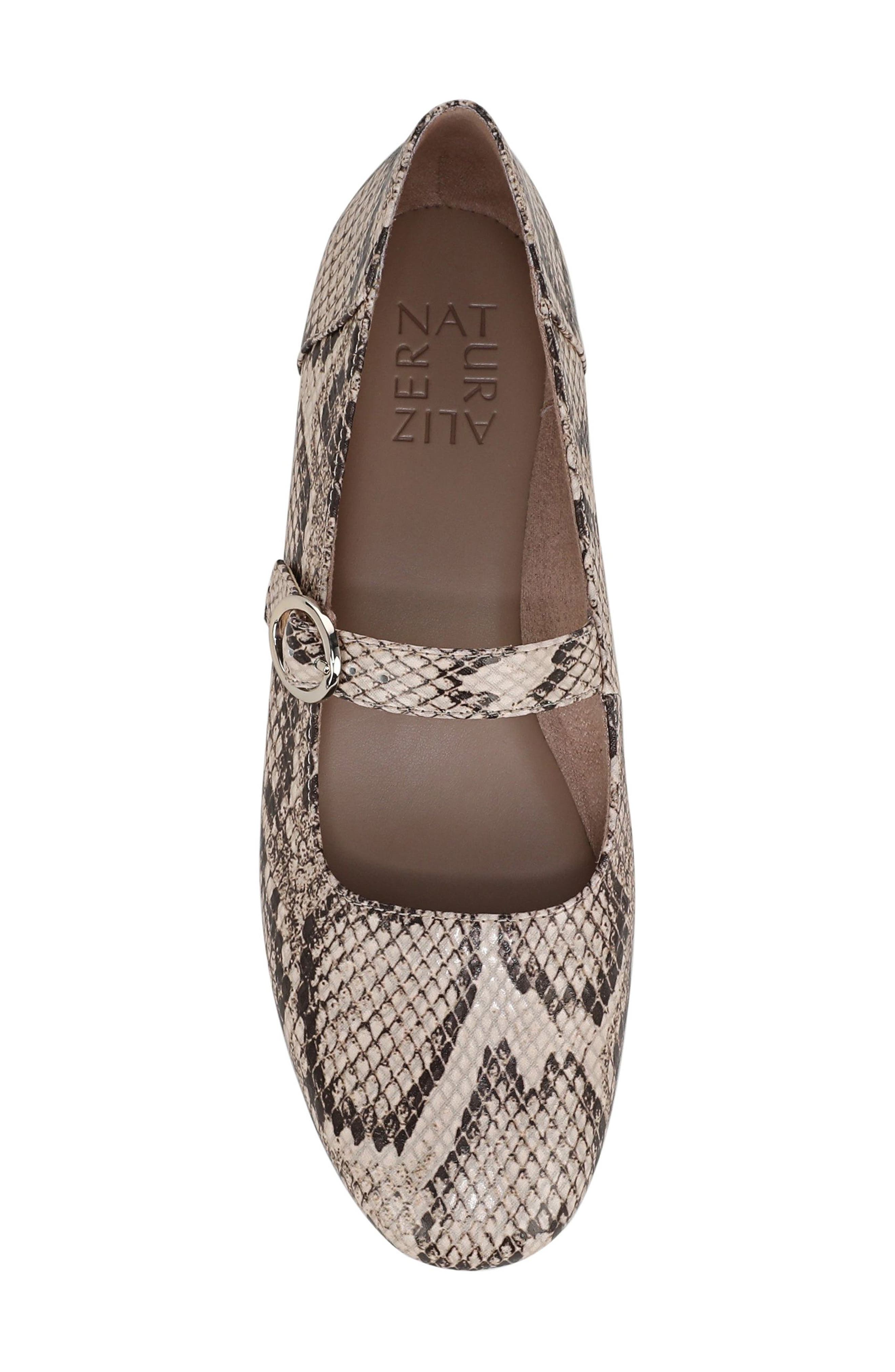 Naturalizer Kelly Mary Jane Flat, Alternate, color, Beige Snake Print Faux Leather