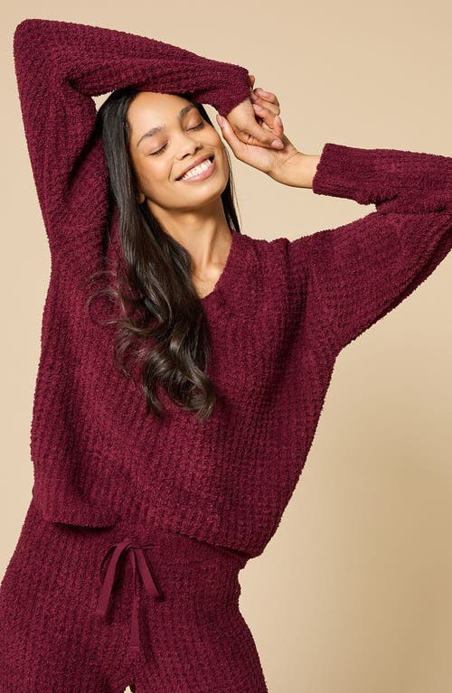 Softies Waffle Marshmallow V-neck Lounge Set In Red