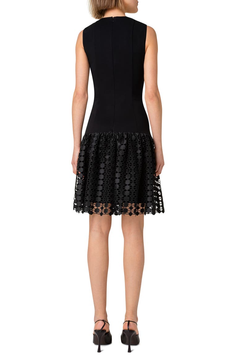 Dot Guipure Lace Hem Jersey Dress, Alternate, color, BLACK