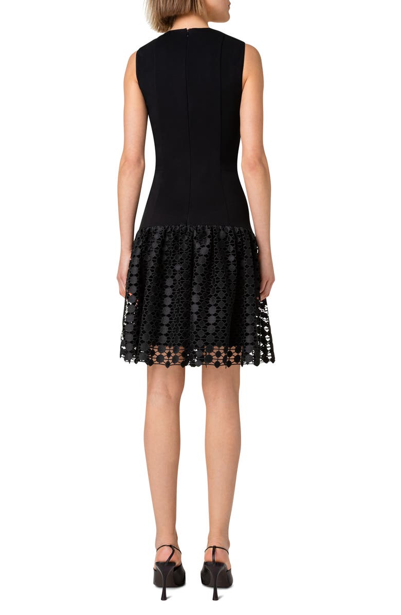 Akris punto Dot Guipure Lace Hem Jersey Dress, Alternate, color, 
