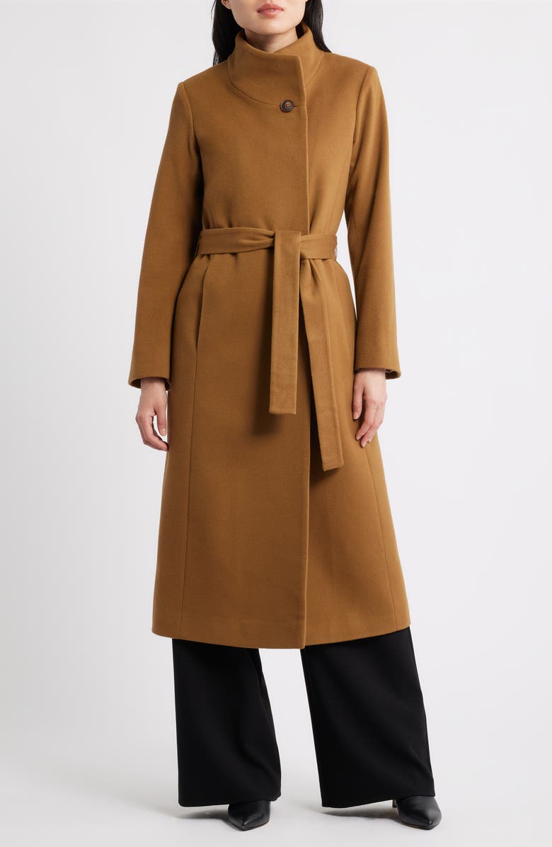 Fleurette Tatiana Belted Wool Coat, Main, color, Vicuna
