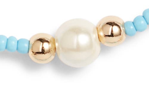 Nordstrom Seed Bead & Faux Pearl Layered Necklace In Turquoise- White- Gold
