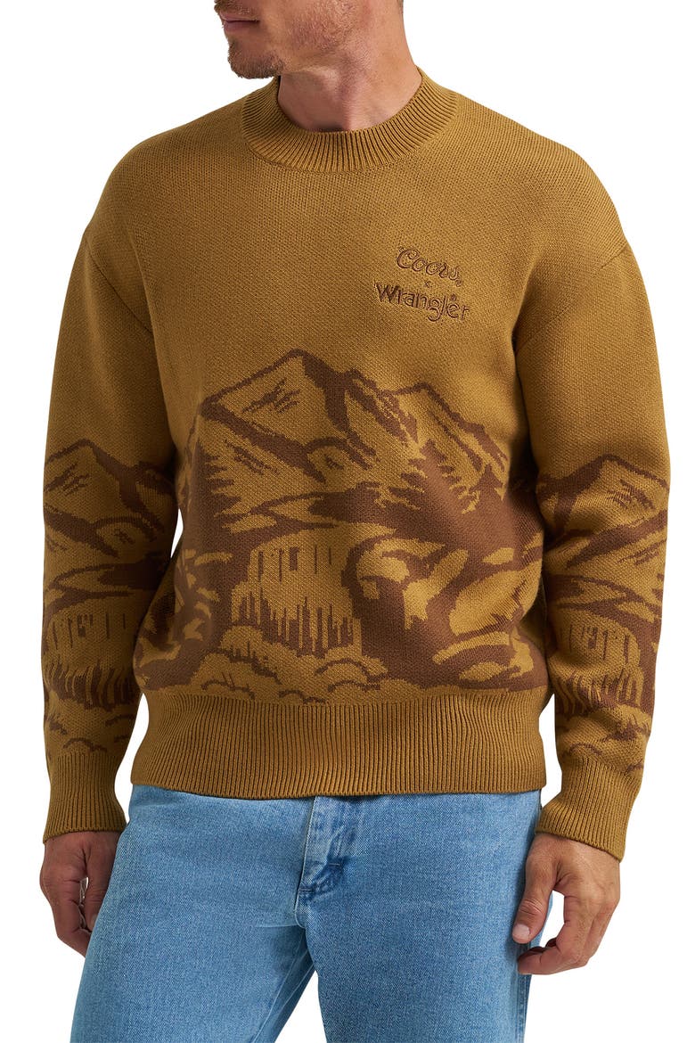 x Coors® Intarsia Cotton Blend Crewneck Sweater, Main, color, DIJON