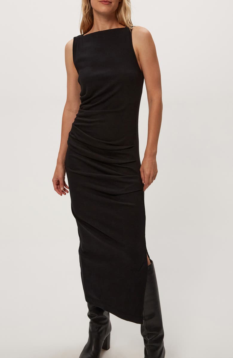 Michael Stars Reign Ruched Sleeveless Maxi Dress, Alternate, color, Black