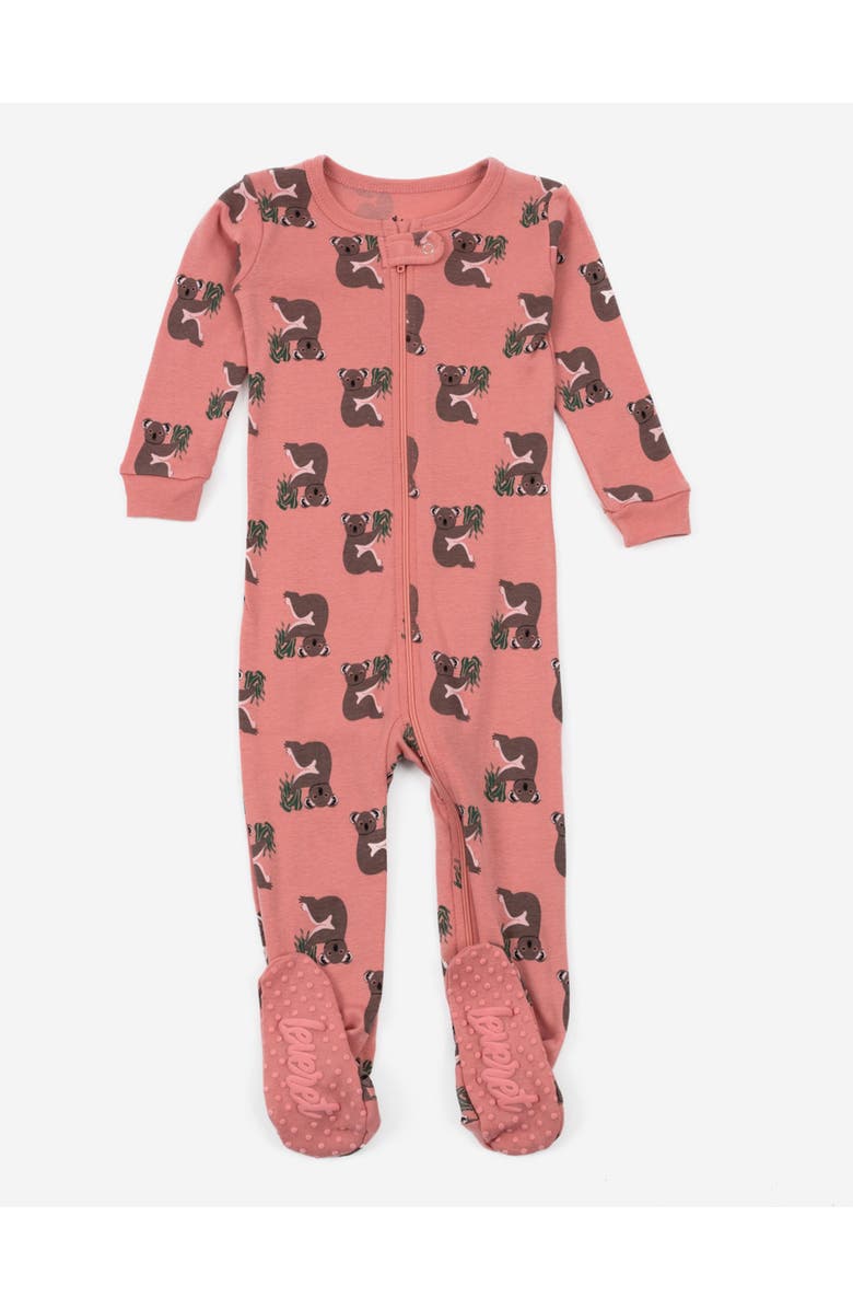 Leveret Footed Printed Cotton Matching Family Pajamas, Coordinated Prints, Main, color, Pink Koala