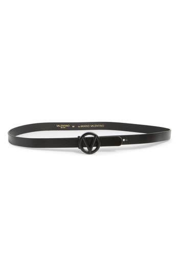 Valentino By Mario Valentino Giusy Logo Baby Buckle Belt In Black