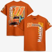 JOE GIBBS RACING TEAM COLLECTION Men's Joe Gibbs Racing Team Collection Orange Denny Hamlin #11 Bob's Discount Furniture T-Shirt