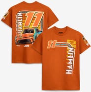 JOE GIBBS RACING TEAM COLLECTION Men's Joe Gibbs Racing Team Collection Orange Denny Hamlin #11 Bob's Discount Furniture T-Shirt