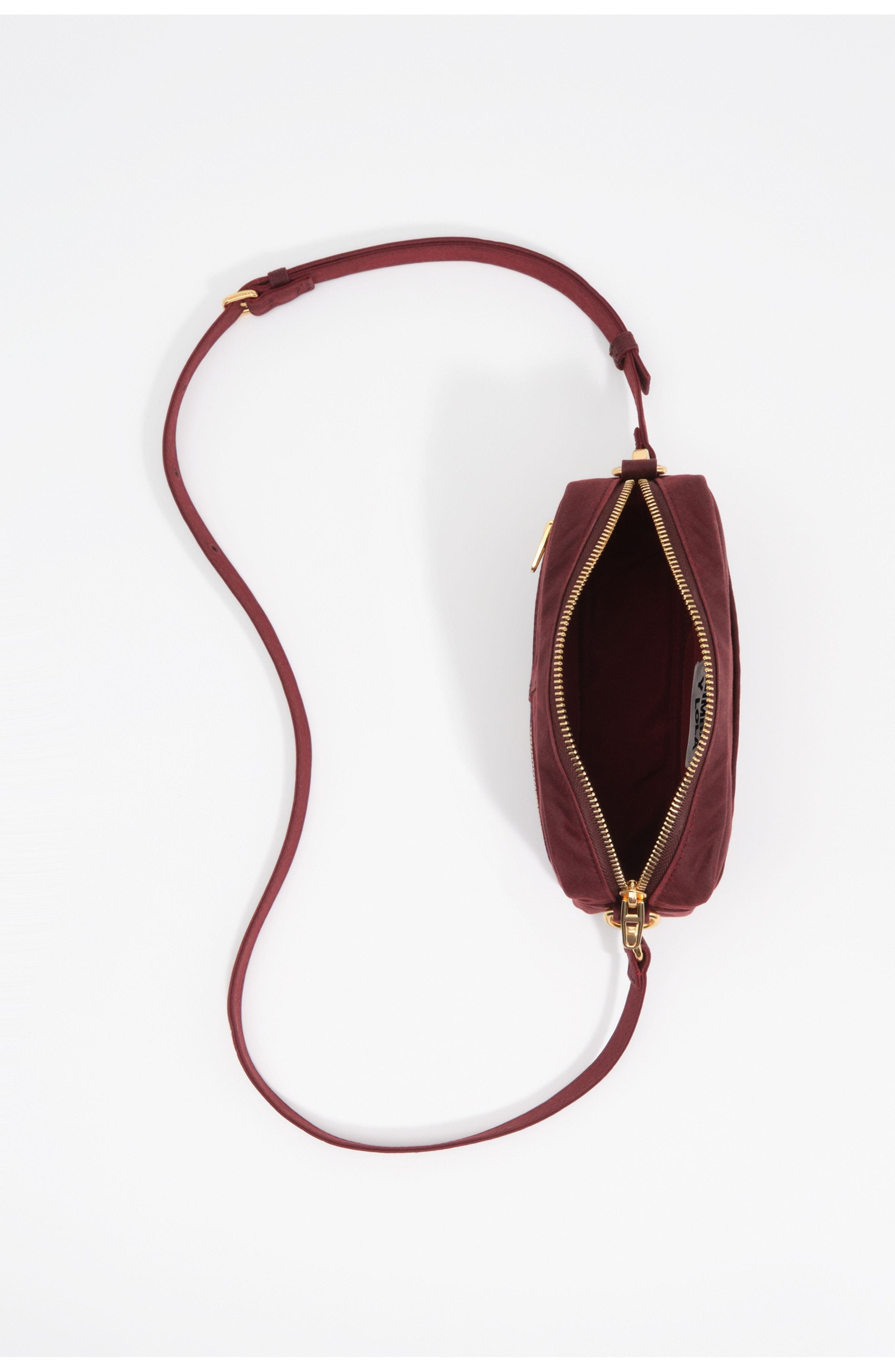 Small coated crossbody bag, Alternate, color, WINE