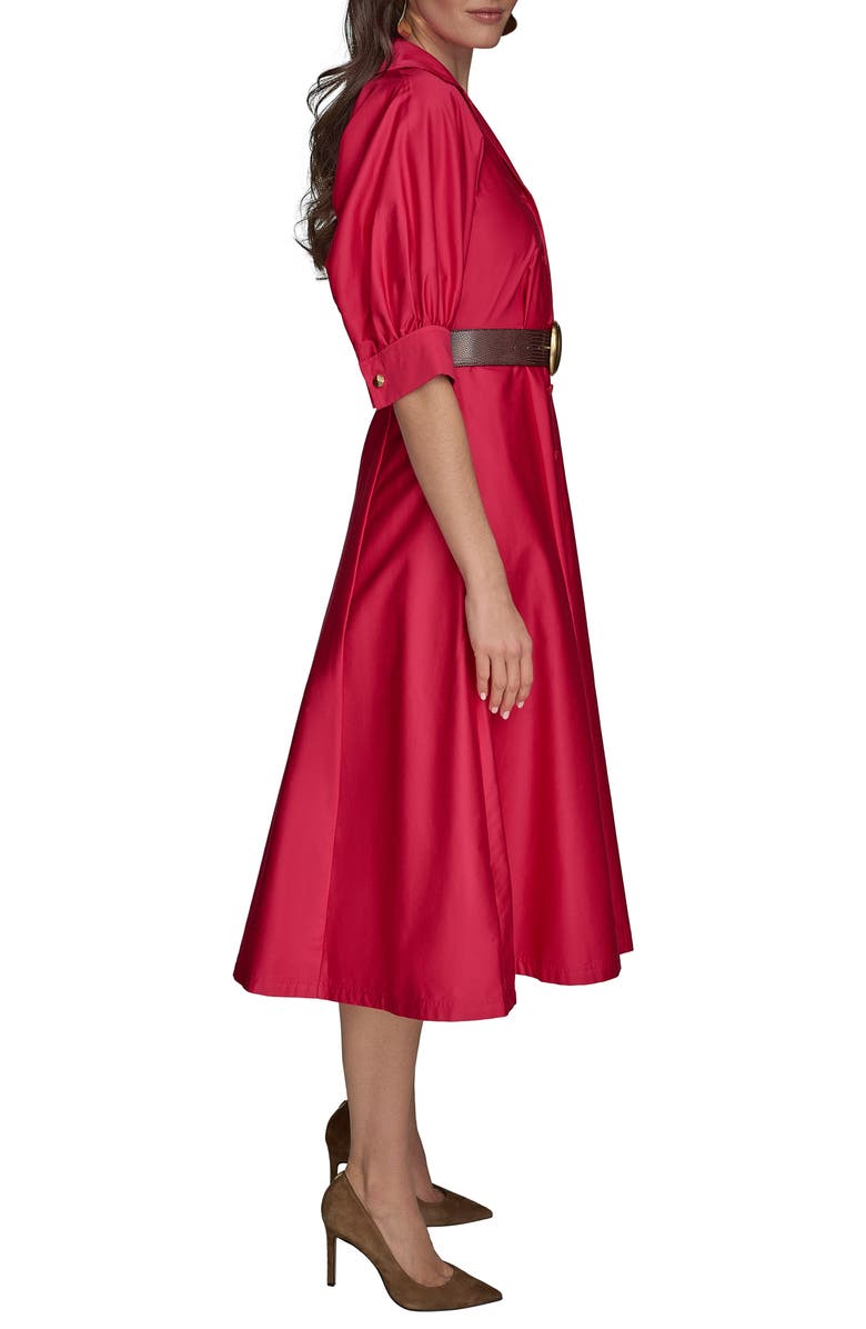 Donna Karan New York Cotton Sateen Midi Shirtdress, Alternate, color, Audacious