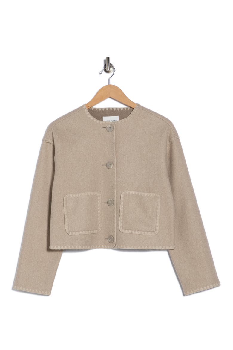 Contrast Stitch Jacket, Alternate, color, OATMEAL