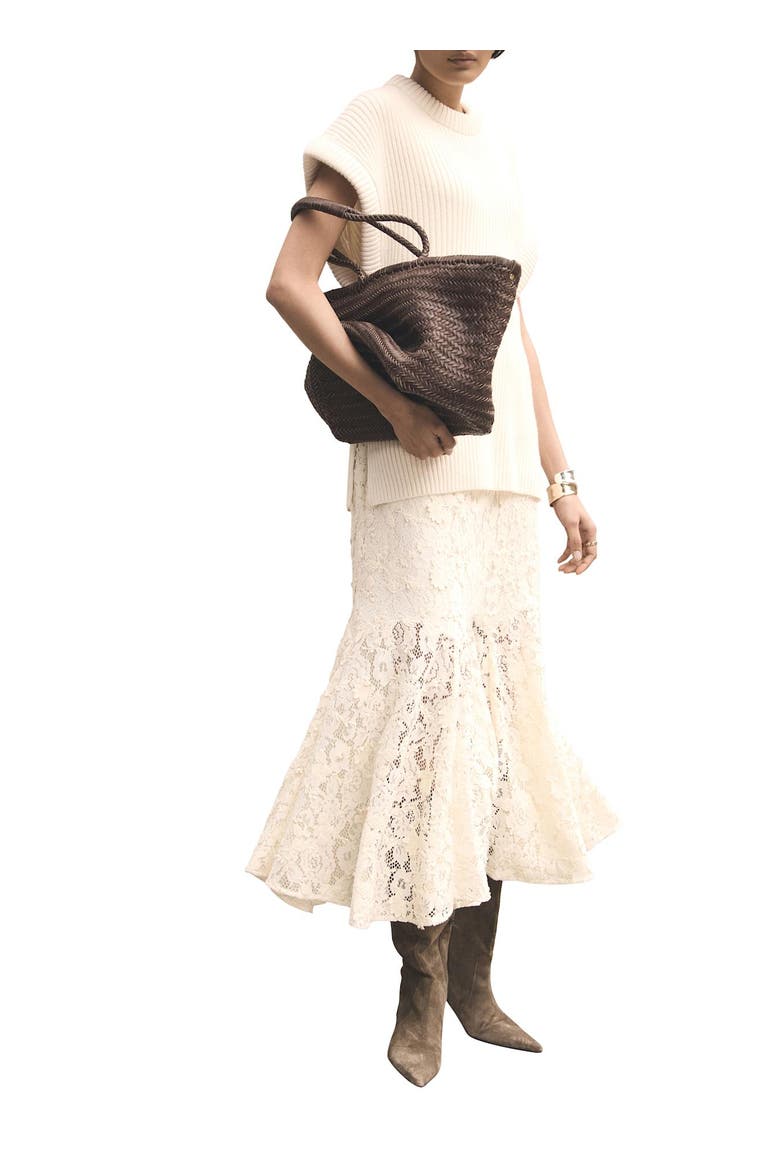 Lace Flounce Midi Skirt, Alternate, color, Ivory