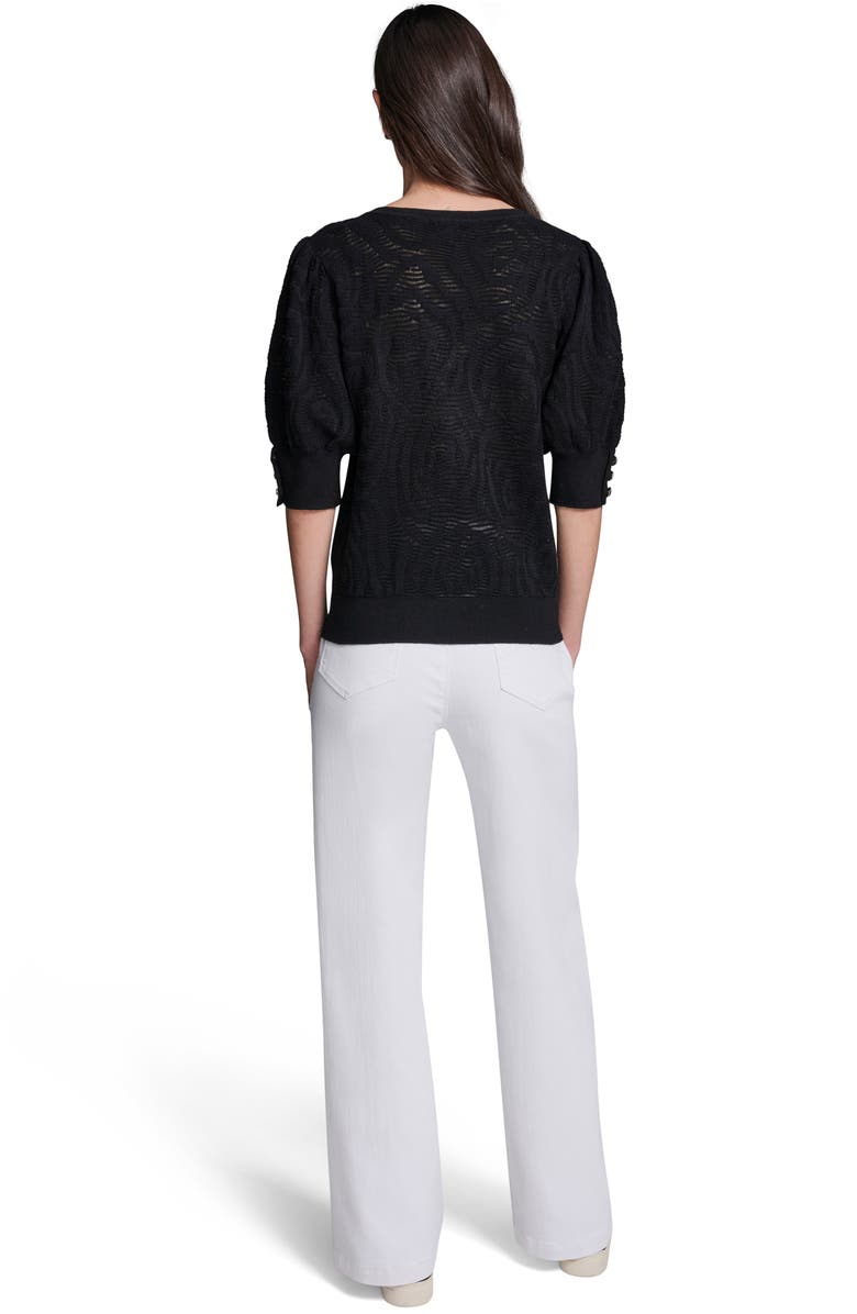 KARL LAGERFELD PARIS Floral Puff Sleeve Sweater, Alternate, color, 