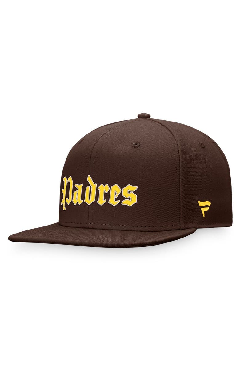 FANATICS Men's Fanatics Branded Brown San Diego Padres Gothic Script Fitted Hat, Alternate, color, 