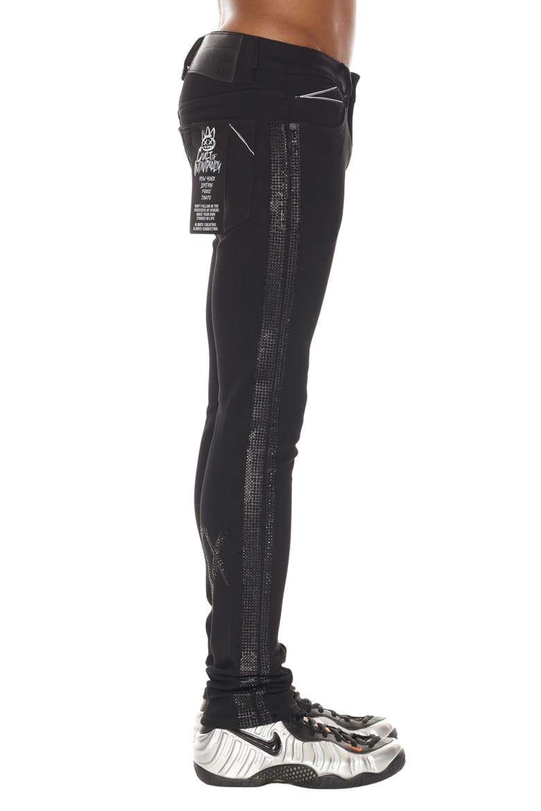 Punk Crystal Embellished Stretch Super Skinny Jeans, Alternate, color, CRYSTAL