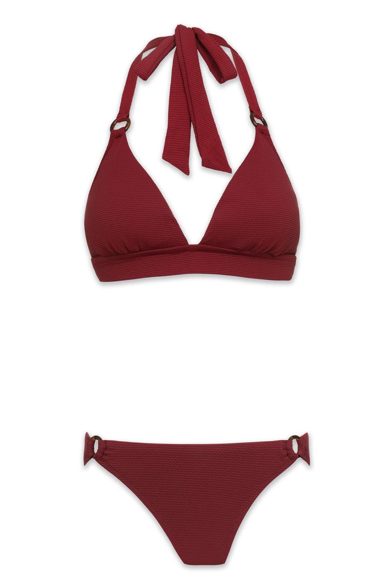 Tortoise Ring Banded Halter Top, Alternate, color, Merlot Cora Texture