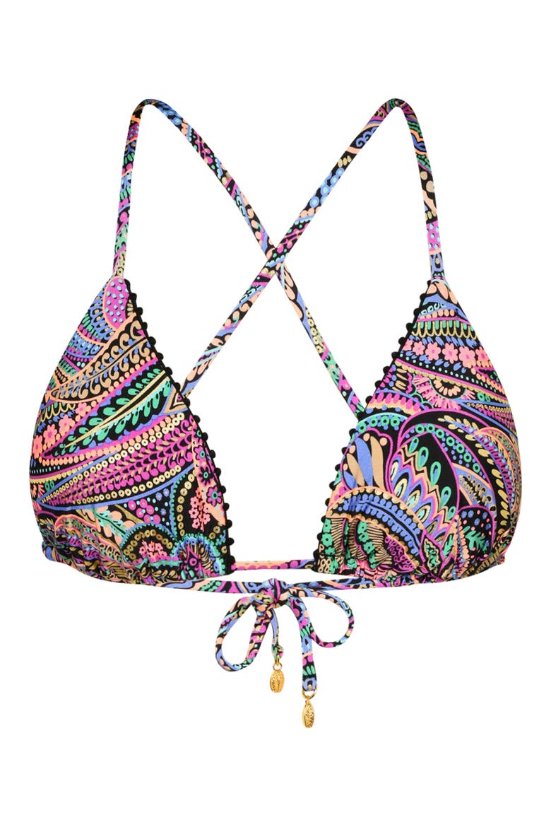 Disco Triangle Bikini Top, Alternate, color, PURPLE MULTI