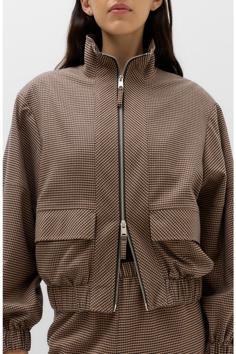 Check Stand Collar Jacket, Main, color, BROWN MIX