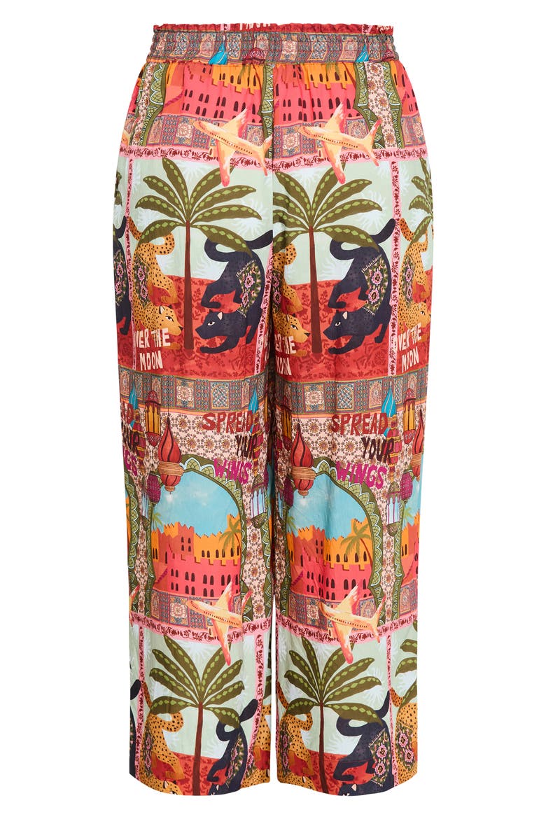 Print Smocked Waist Crop Pants, Alternate, color, FOOLS PARADISE