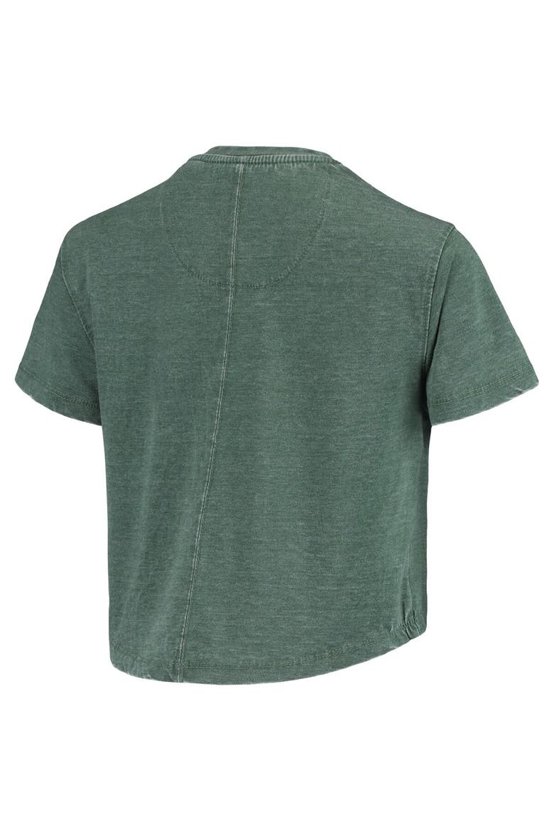 Women's Pressbox Green Michigan State Spartans Edith Vintage Burnout Crop T-Shirt, Alternate, color, Green