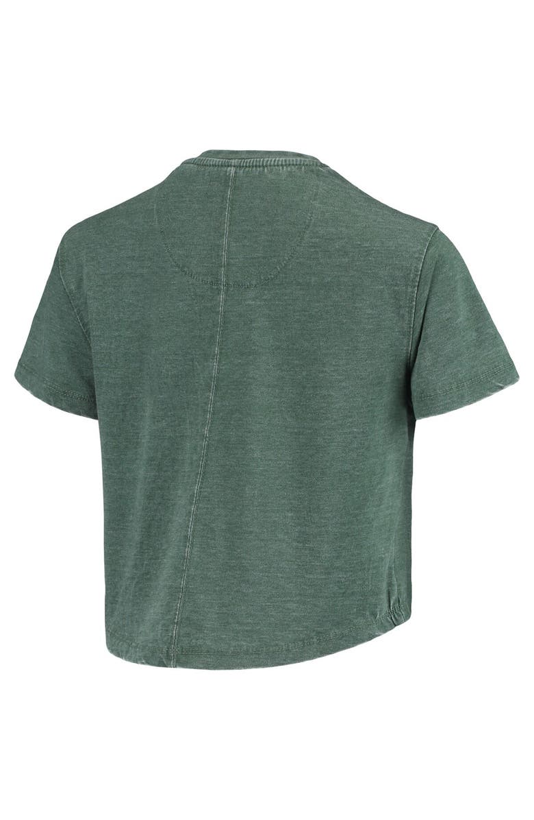 PRESSBOX Women's Pressbox Green Michigan State Spartans Edith Vintage Burnout Crop T-Shirt, Alternate, color, Green