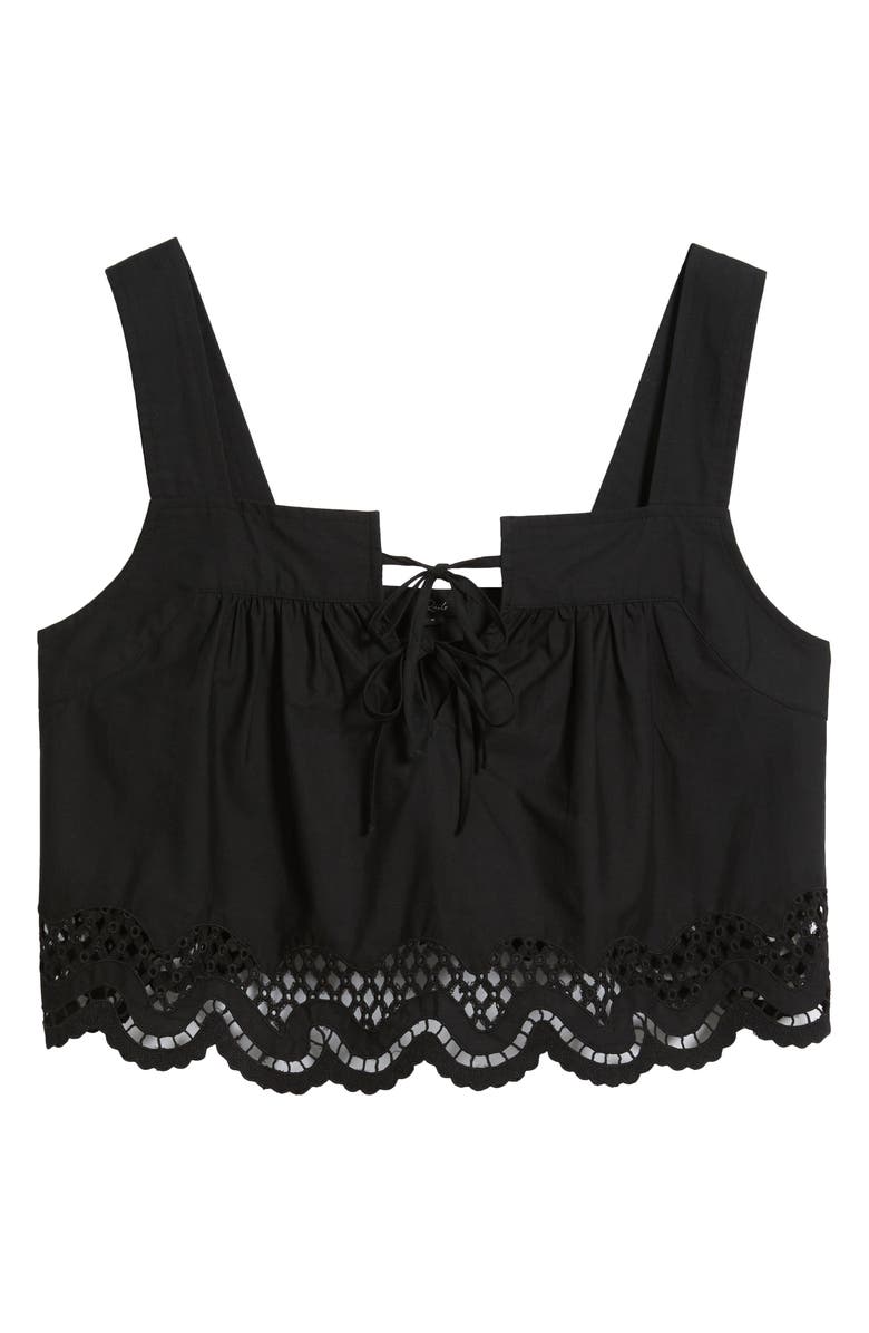 Rails Blythe Tie Front Cotton Crop Top, Alternate, color, Black
