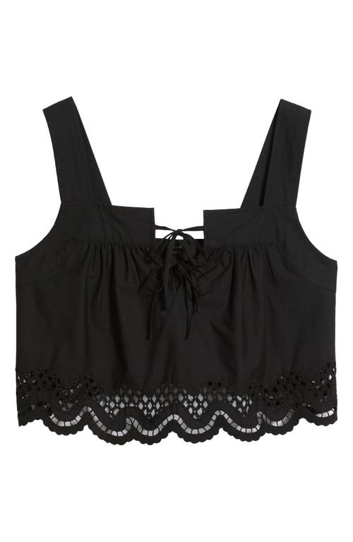 Rails Blythe Tie Front Cotton Crop Top In Black