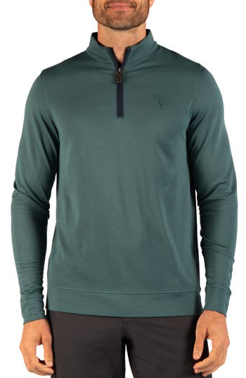 Tailorbyrd Modal Blend Quarter Zip Pullover In Jade