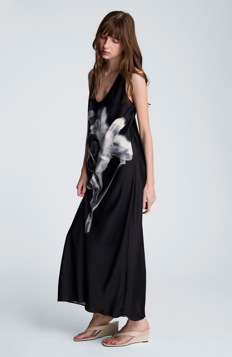 Kenneth Cole Floral Print Sleeveless Satin Maxi Dress, Alternate, color,