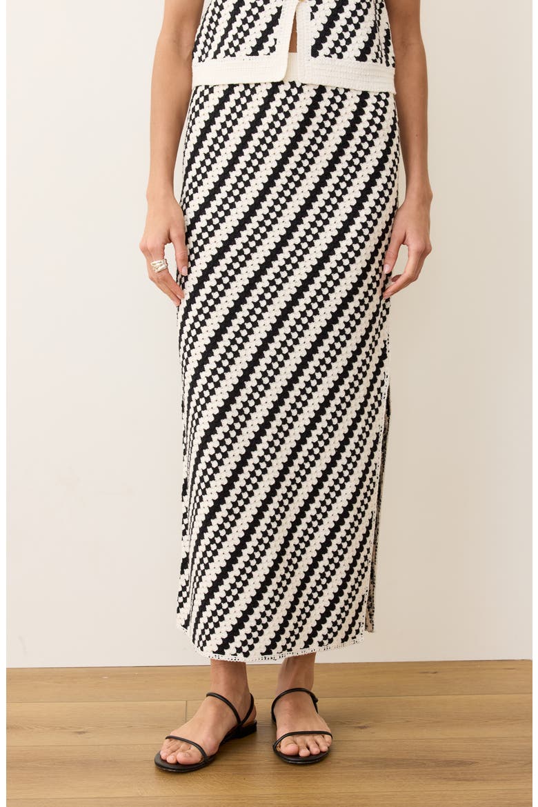 Sands Maxi Sweater Skirt, Alternate, color, BLACK/ CREAM STRIPE