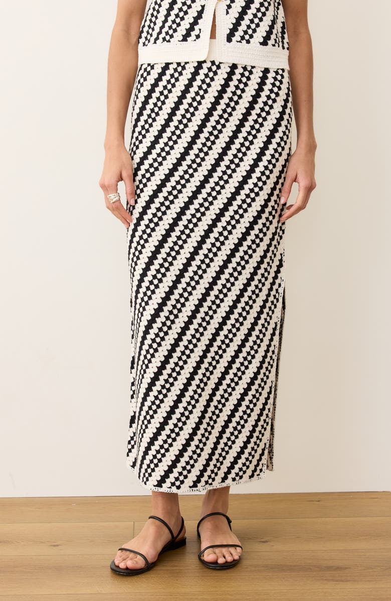 Marine Layer Sands Maxi Sweater Skirt, Alternate, color, Black/ Cream Stripe