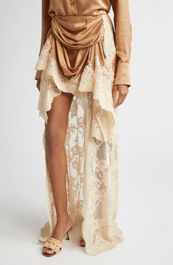 Hypnotic Draped Lace & Satin Skirt