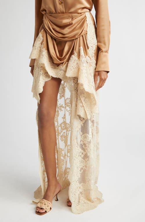 Zimmermann Hypnotic Satin Lace-trimmed Skirt In Brown