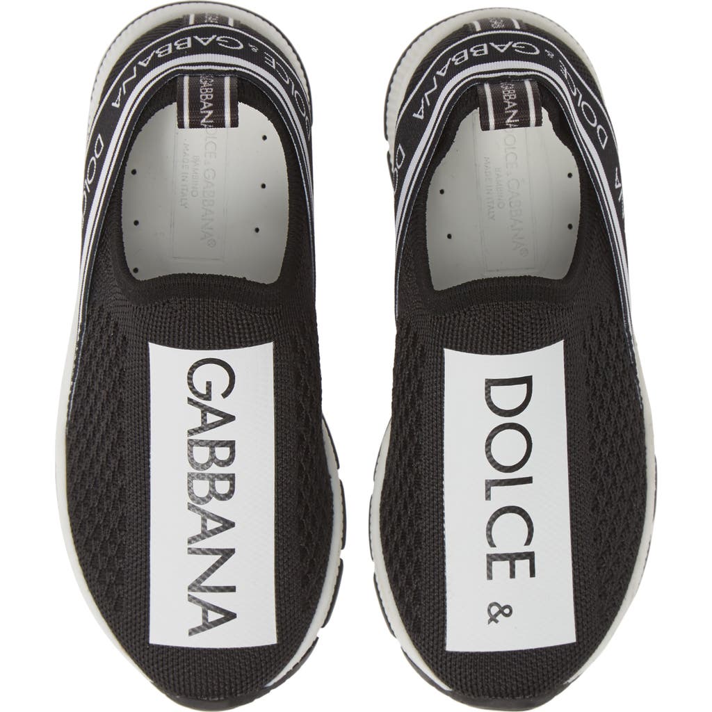 Dolce & Gabbana Kids' Dolce&gabbana Logo Knit Slip-on Sneaker In Black