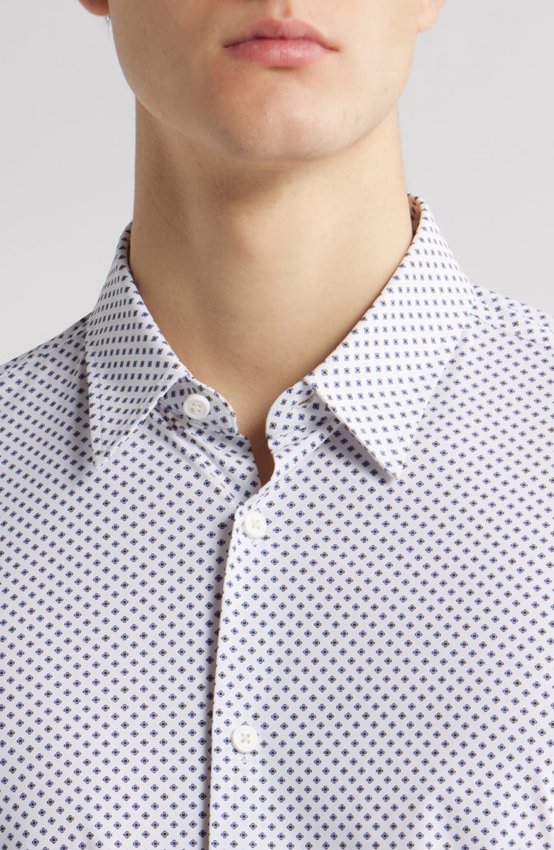 BOSS Roan Kent Geo Print Button-Up Shirt, Alternate, color, Navy