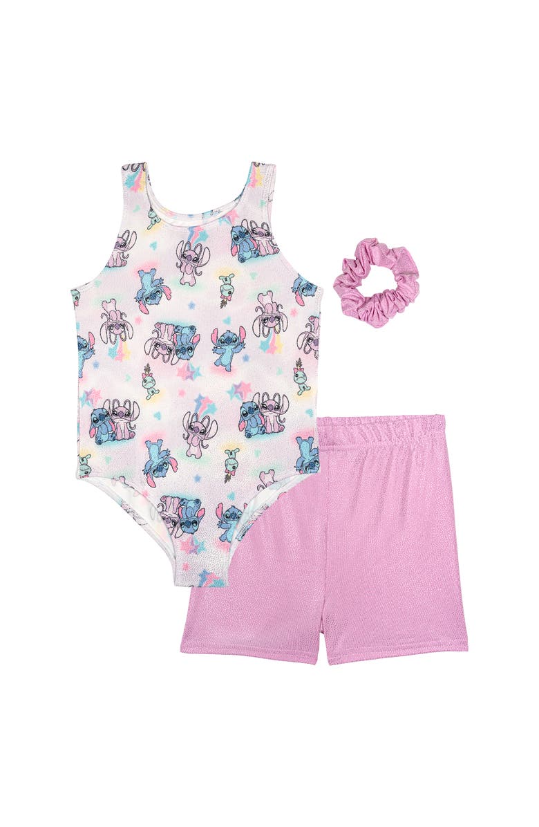 Disney Lilo & Stitch Gymnastics Leotard and Shorts Set, Main, color, Pastel Stitch Angel